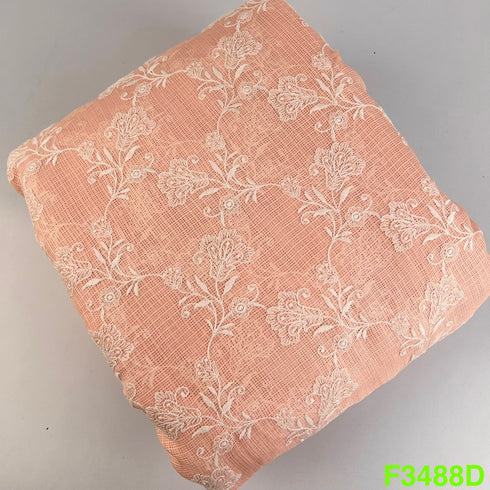 Thread Embroidered Kota Cotton Fabric-F3488