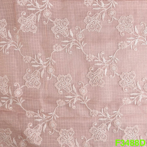 Thread Embroidered Kota Cotton Fabric-F3488