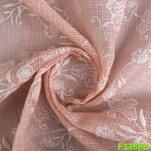 Thread Embroidered Kota Cotton Fabric-F3488