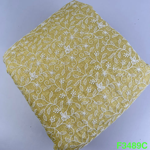 Thread Embroidered Kota Cotton Fabric-F3489