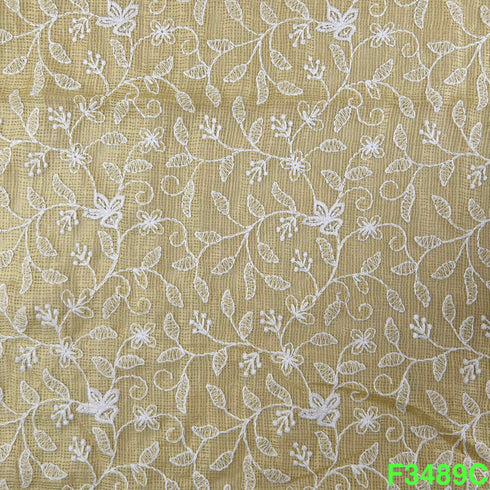 Thread Embroidered Kota Cotton Fabric-F3489