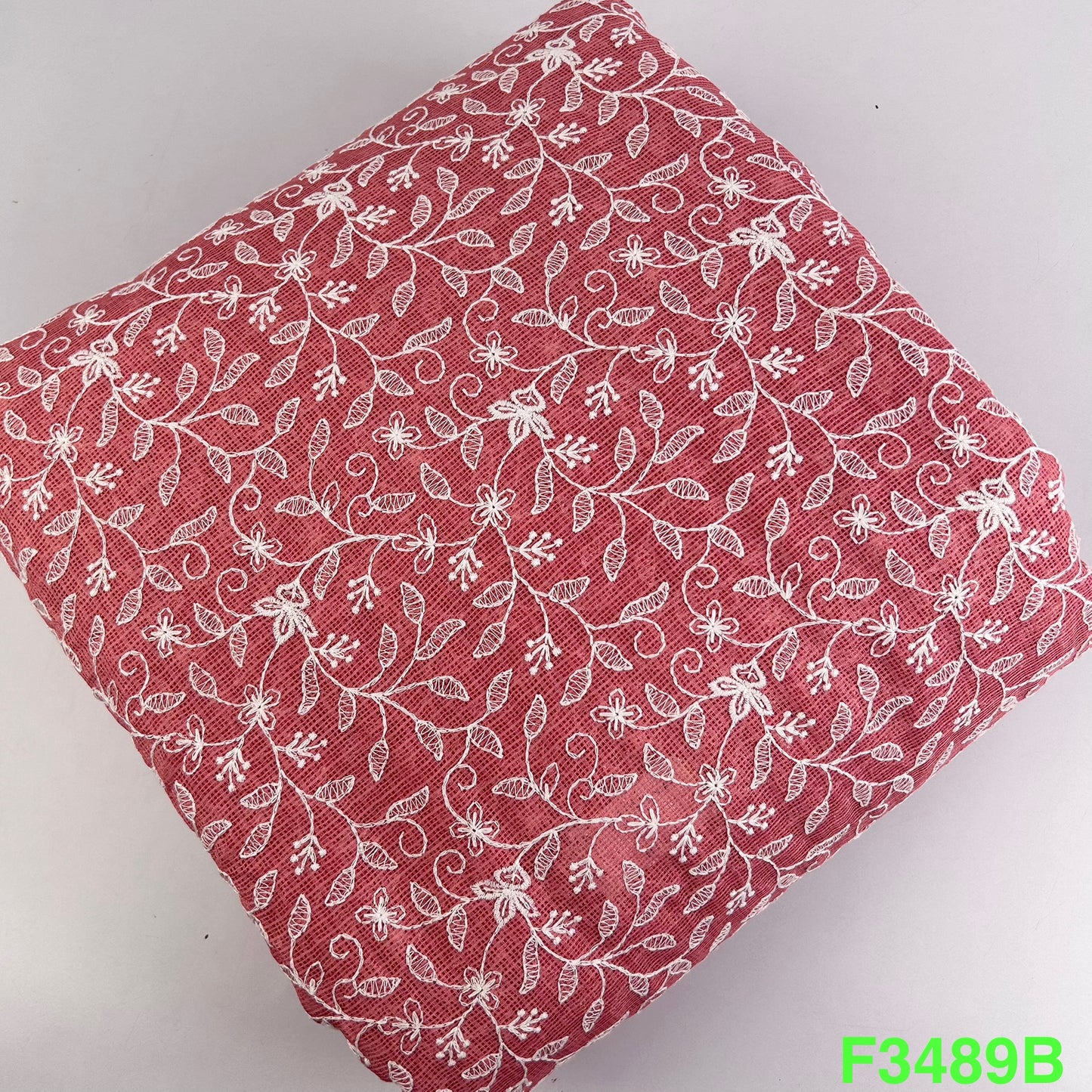Thread Embroidered Kota Cotton Fabric-F3489