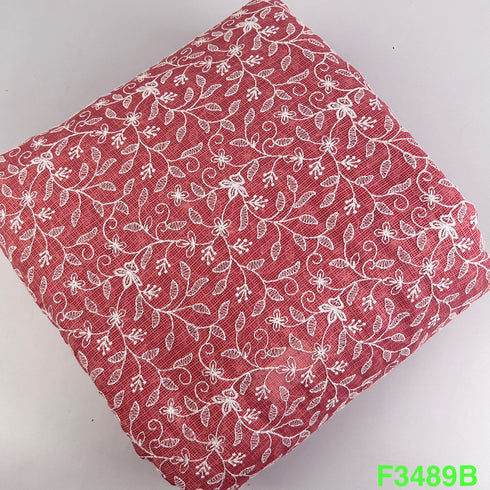 Thread Embroidered Kota Cotton Fabric-F3489