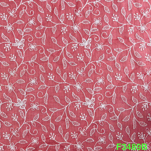 Thread Embroidered Kota Cotton Fabric-F3489