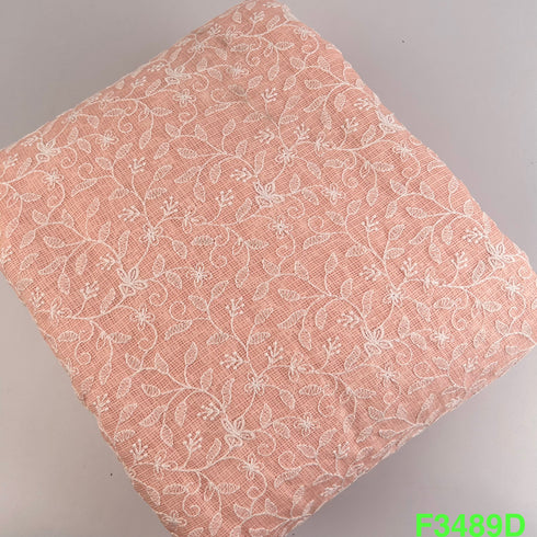 Thread Embroidered Kota Cotton Fabric-F3489