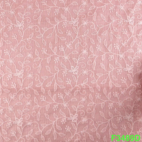 Thread Embroidered Kota Cotton Fabric-F3489