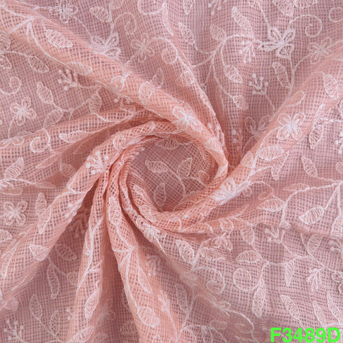 Thread Embroidered Kota Cotton Fabric-F3489