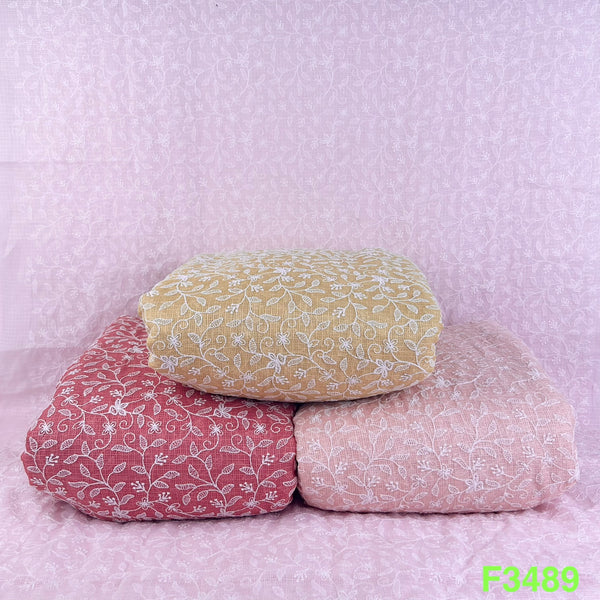 Thread Embroidered Kota Cotton Fabric-F3489