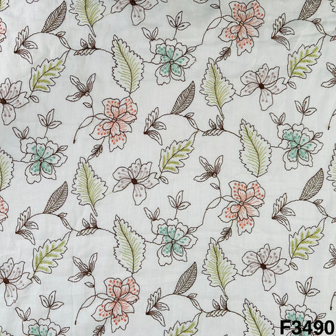 Thread Sequins Embroidered Mul Cotton Fabric-F3490
