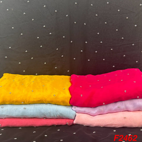 Cut Dana Work Embroidered Organza Fabric-F2462