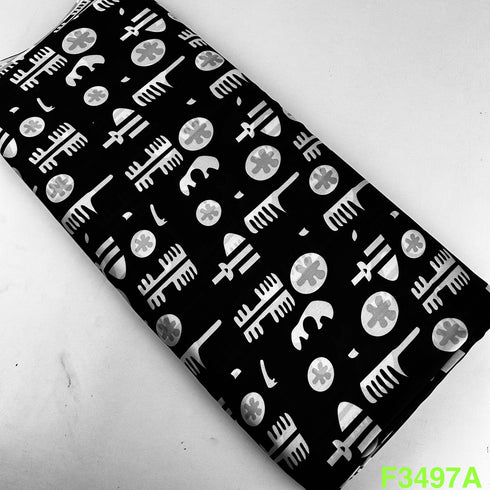 Printed Satin Georgette Fabric-F3497