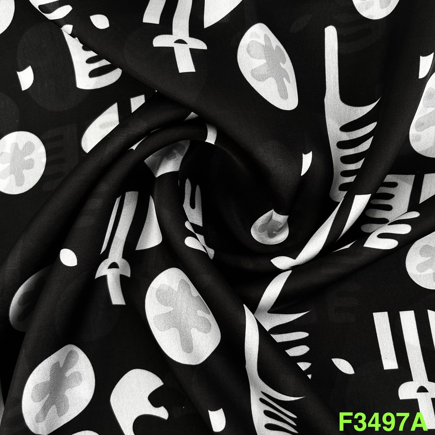 Printed Satin Georgette Fabric-F3497