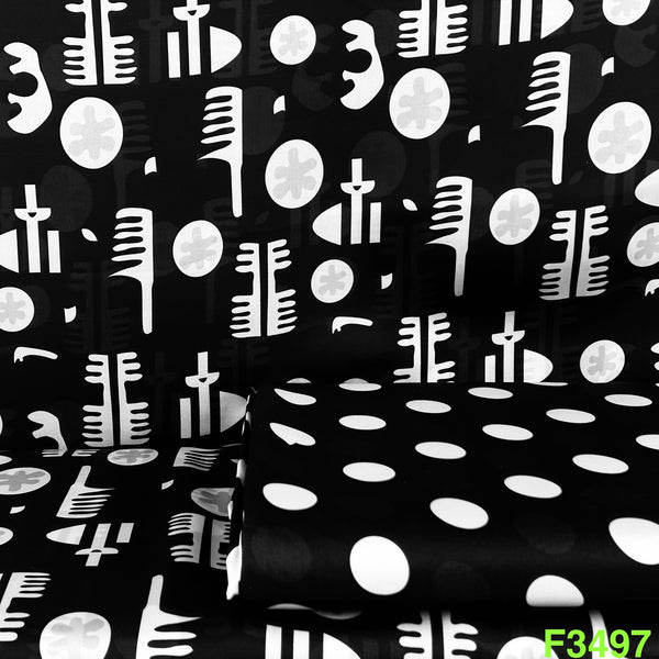 Printed Satin Georgette Fabric-F3497