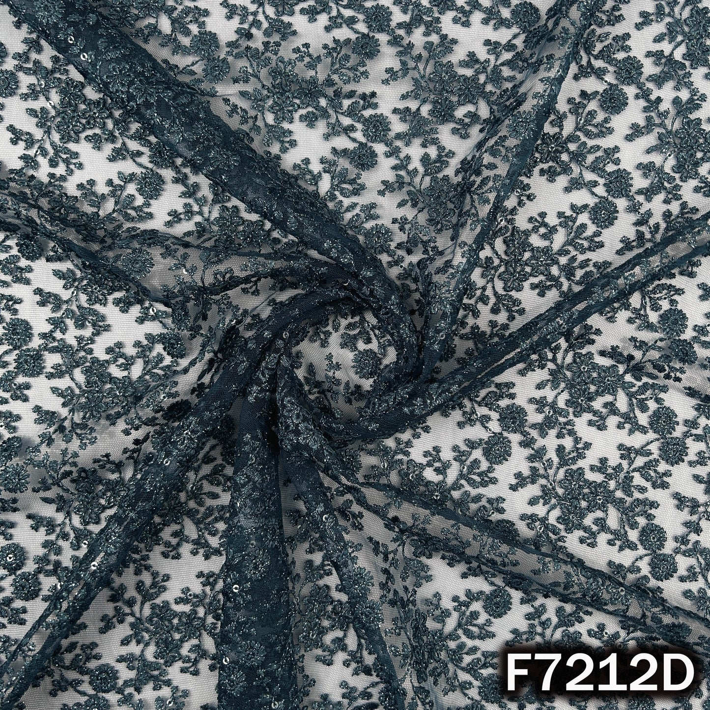 Thread Sequins Embroidered Net Fabric - F7212