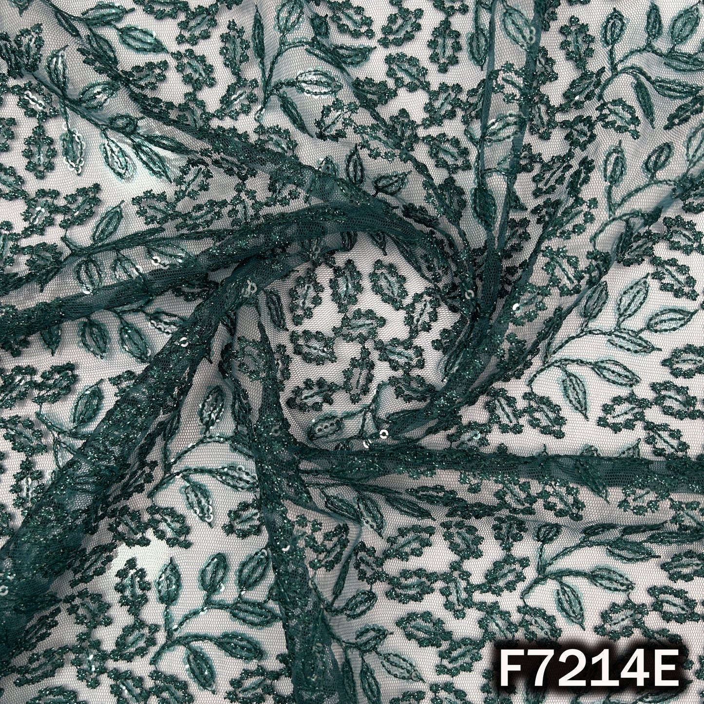 Thread Sequins Embroidered Net Fabric - F7214