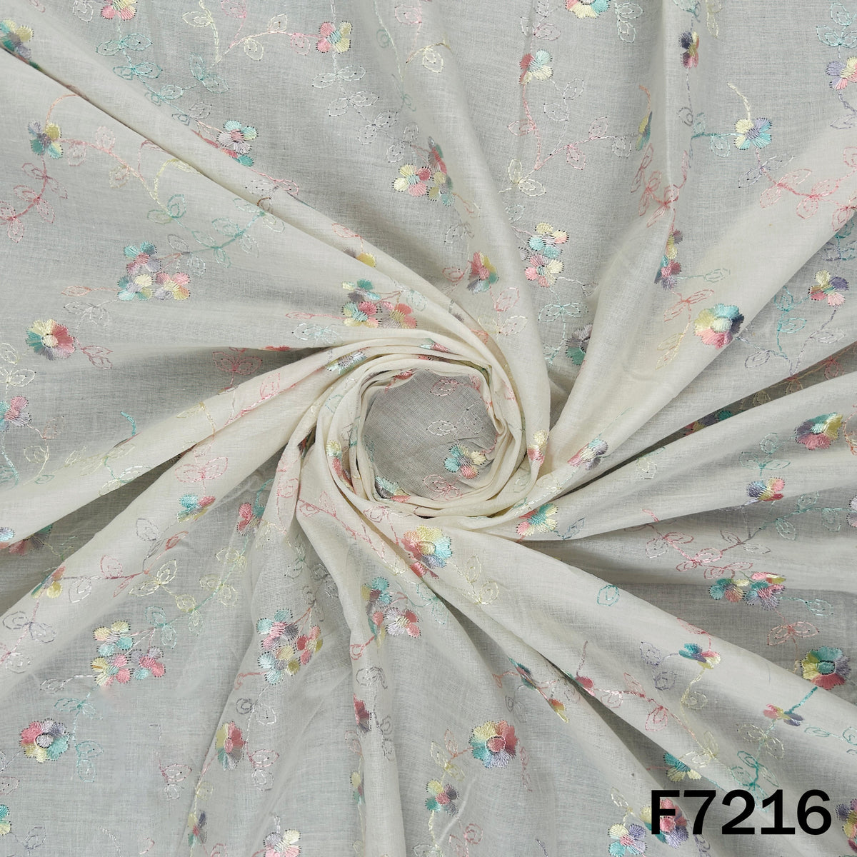 Thread Embroidered Cotton Fabric - F7216
