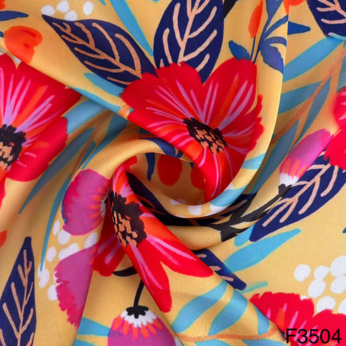 Printed Satin Crepe Fabric-F3504