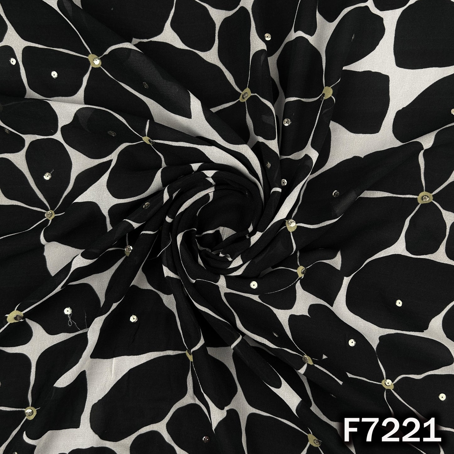 Printed Pasted Sequins Georgette Fabric - F7221