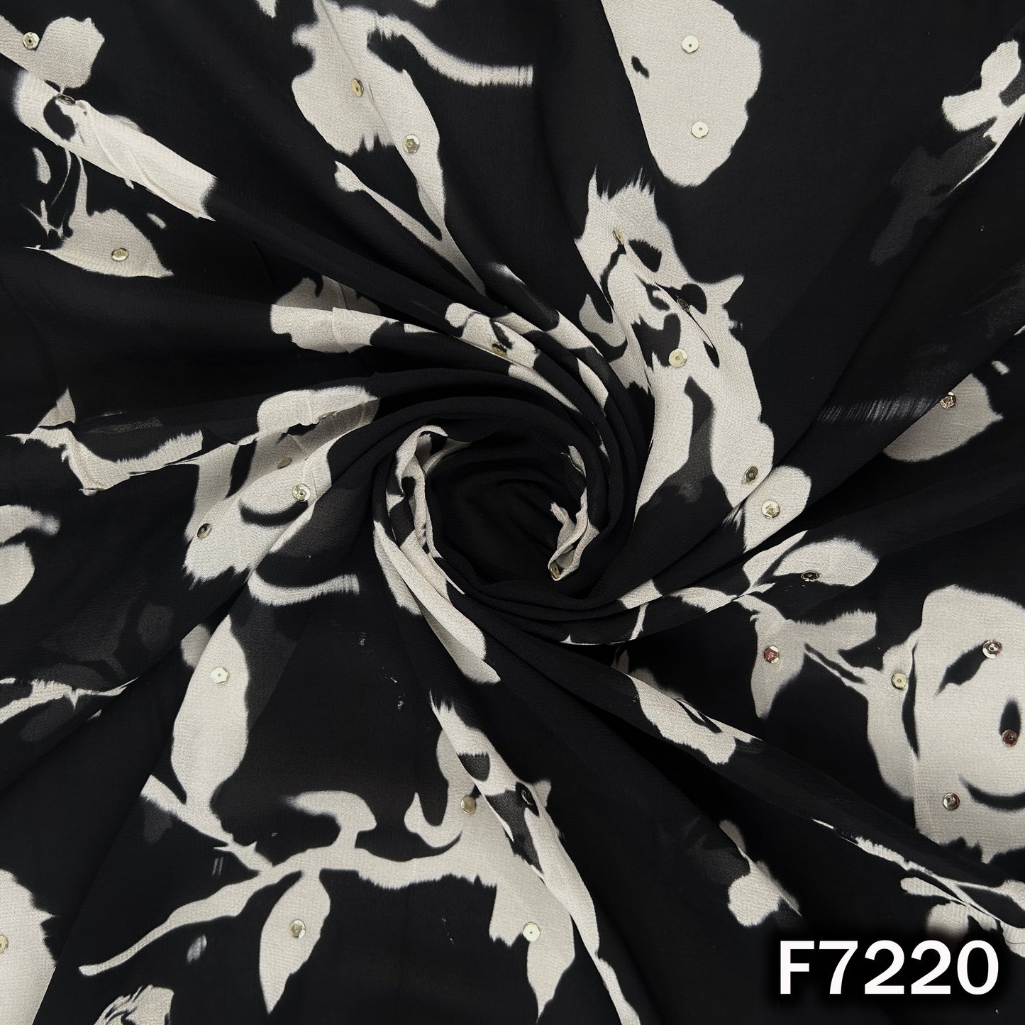 Printed Pasted Sequins Georgette Fabric - F7220