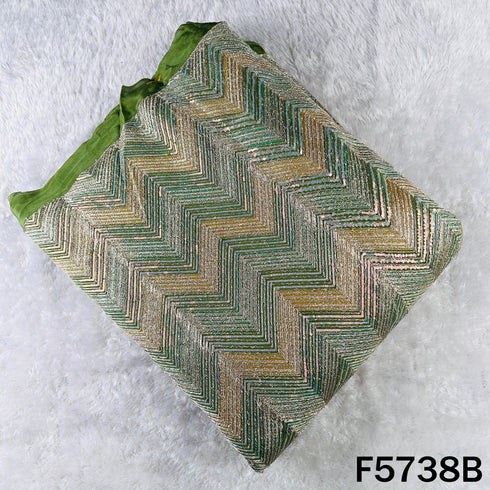 Zari Sequins Embroidered Crepe Fabric - F5738