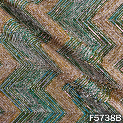 Zari Sequins Embroidered Crepe Fabric - F5738