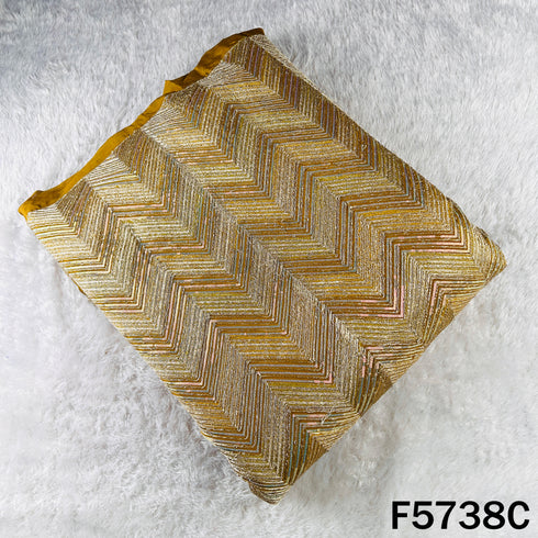 Zari Sequins Embroidered Crepe Fabric - F5738