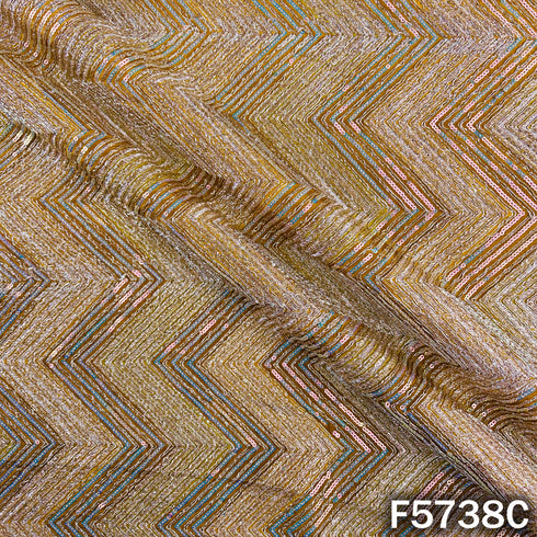 Zari Sequins Embroidered Crepe Fabric - F5738