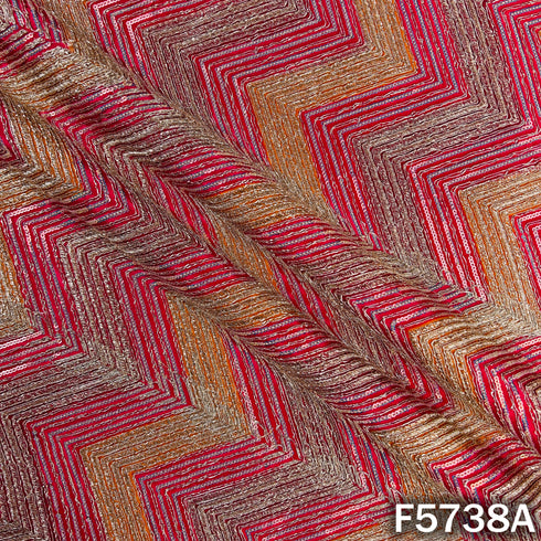Zari Sequins Embroidered Crepe Fabric - F5738