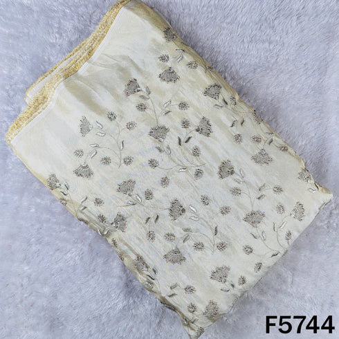 Dyeable Cut Dana Zari Sequins Work Shimmer Tissue Fabric - F5744