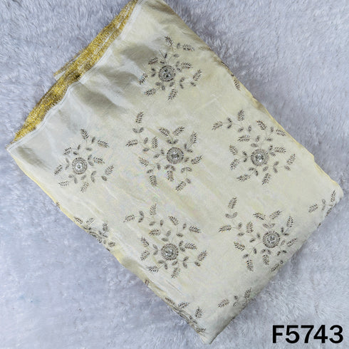 Dyeable Cut Dana Zari Sequins Work Shimmer Tissue Fabric - F5743