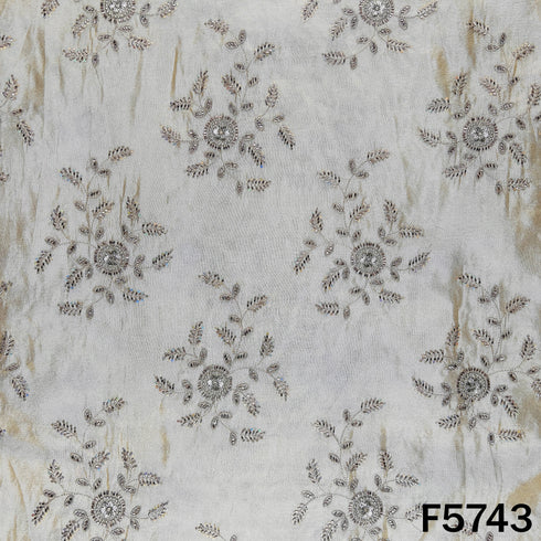 Dyeable Cut Dana Zari Sequins Work Shimmer Tissue Fabric - F5743