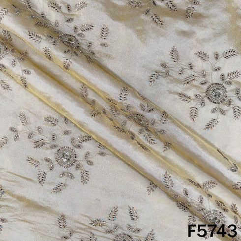 Dyeable Cut Dana Zari Sequins Work Shimmer Tissue Fabric - F5743