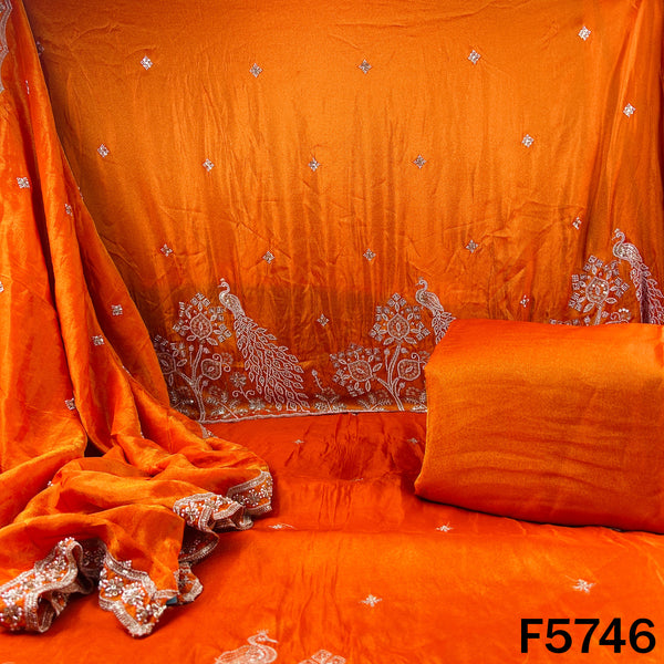 Cut Dana Zari Sequins Embroidered Shimmer Tissue Fabric - F5746