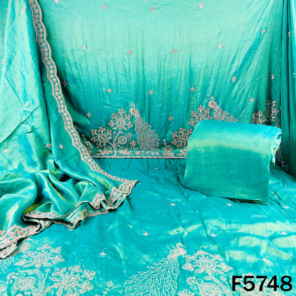 Cut Dana Zari Sequins Embroidered Shimmer Tissue Fabric - F5748