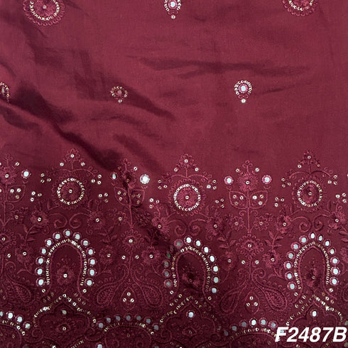 Thread Sequins Mirror Embroiderd Cotton Silk Fabric F2487