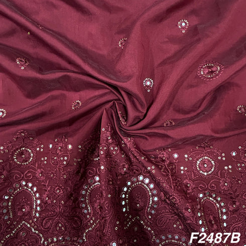Thread Sequins Mirror Embroiderd Cotton Silk Fabric F2487