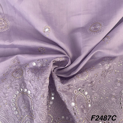 Thread Sequins Mirror Embroiderd Cotton Silk Fabric F2487