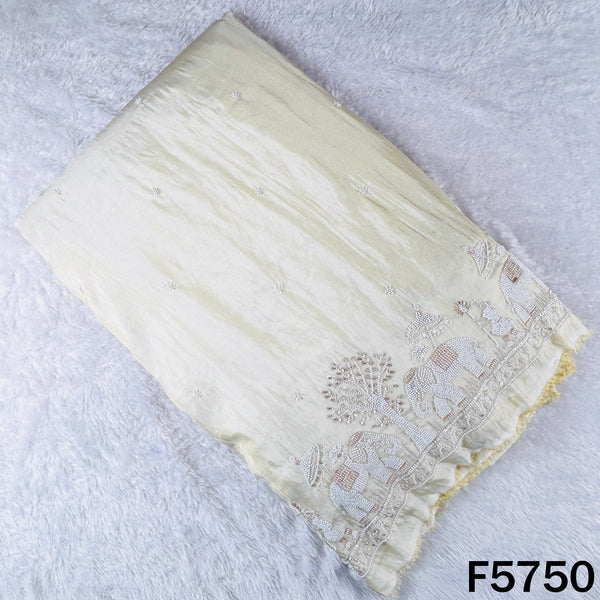 Dyeable Cut Dana Zari Sequins Work Shimmer Tissue Fabric - F5750