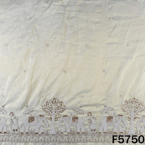 Dyeable Cut Dana Zari Sequins Work Shimmer Tissue Fabric - F5750