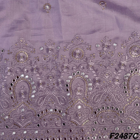 Thread Sequins Mirror Embroiderd Cotton Silk Fabric F2487