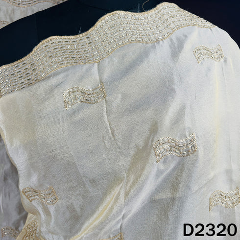 Dyeable Cut Dana Zari Sequins Work Shimmer Tissue Dupatta - D2320