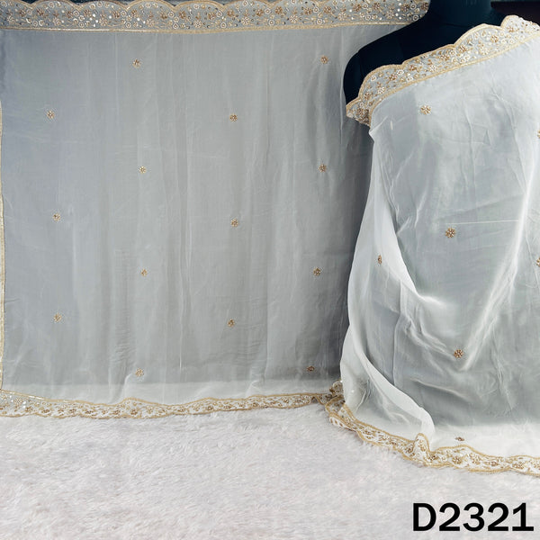 Dyeable Cut Dana Zari Sequins Work Organza Dupatta - D2321