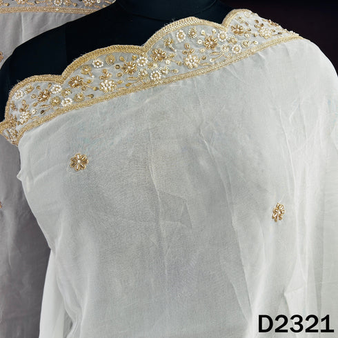 Dyeable Cut Dana Zari Sequins Work Organza Dupatta - D2321