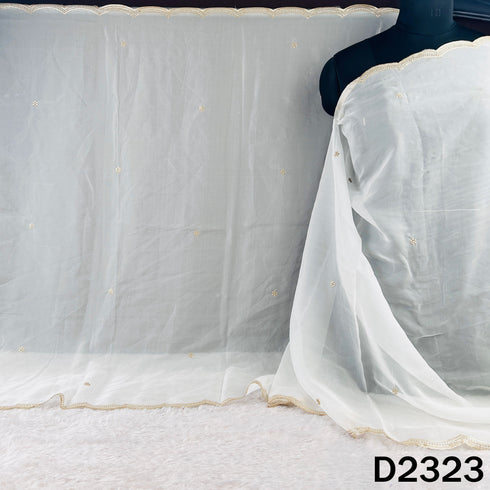 Dyeable Zari Sequins Work Chinnon Chiffon Dupatta - D2323