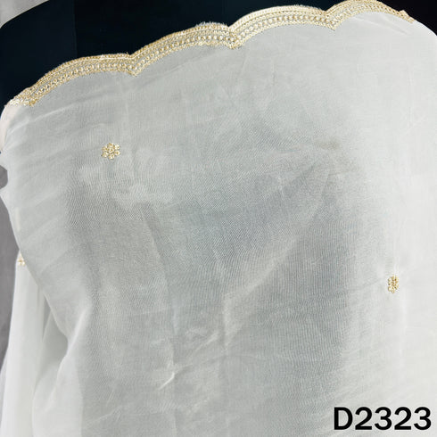 Dyeable Zari Sequins Work Chinnon Chiffon Dupatta - D2323