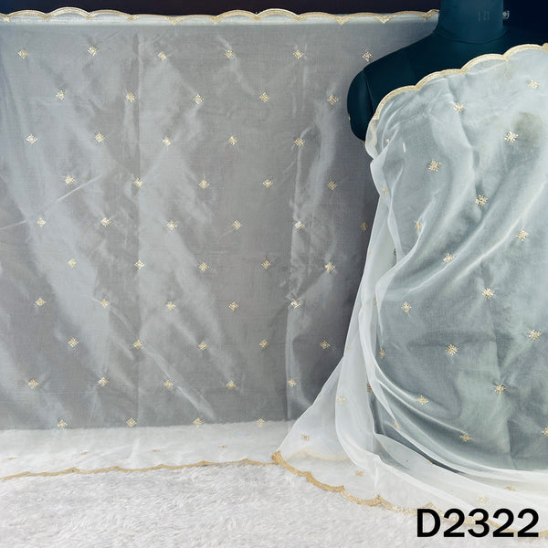 Dyeable Zari Sequins Work Organza Dupatta - D2322