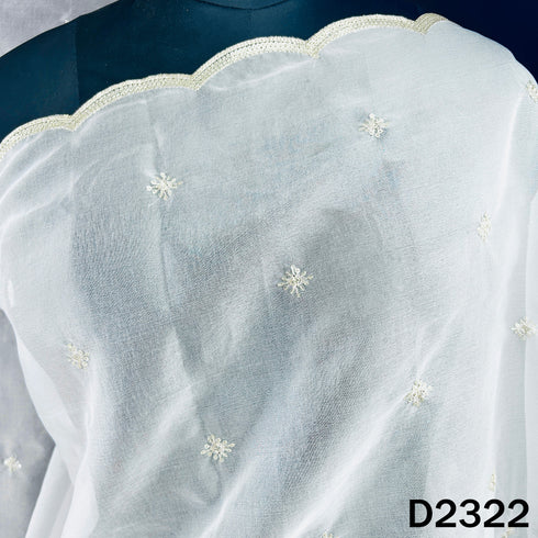Dyeable Zari Sequins Work Organza Dupatta - D2322