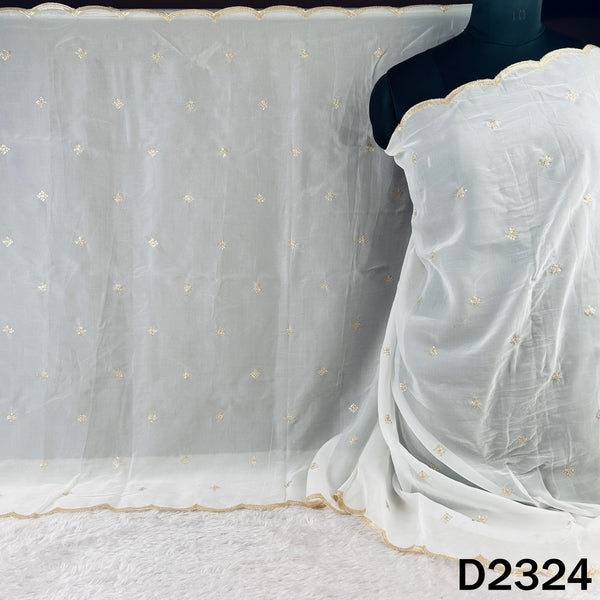Dyeable Zari Sequins Work Organza Dupatta - D2324