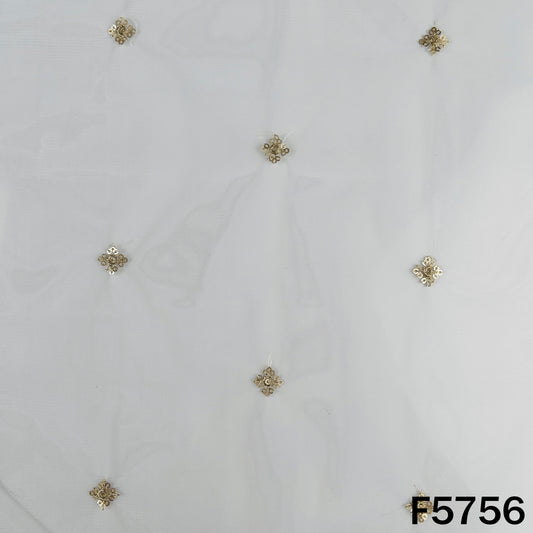 Dyeable Zari Sequins Work Net Fabric - F5756