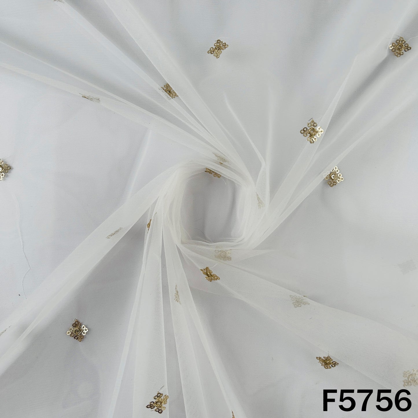 Dyeable Zari Sequins Work Net Fabric - F5756